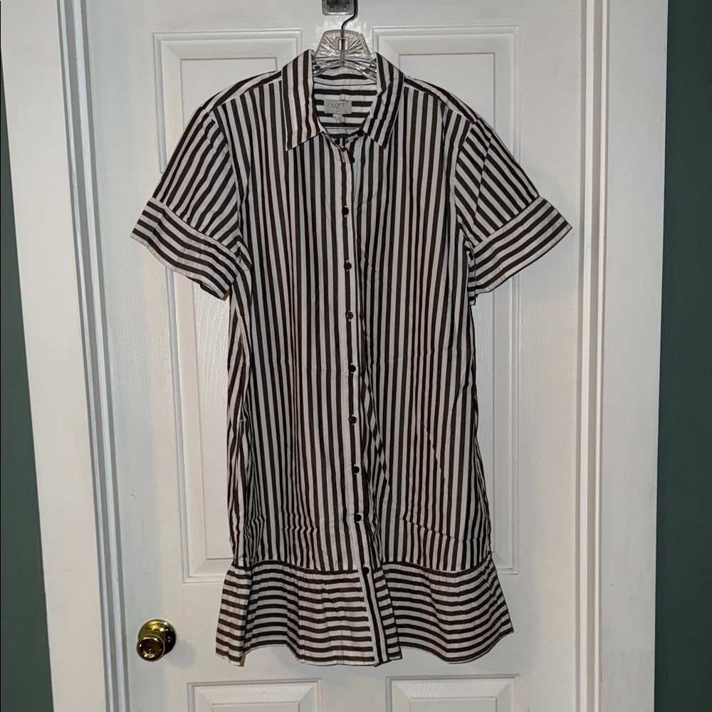 LOFT Black and White Striped Dress